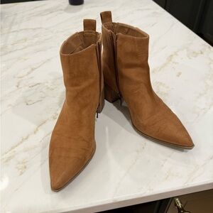 Brown faux suede boots